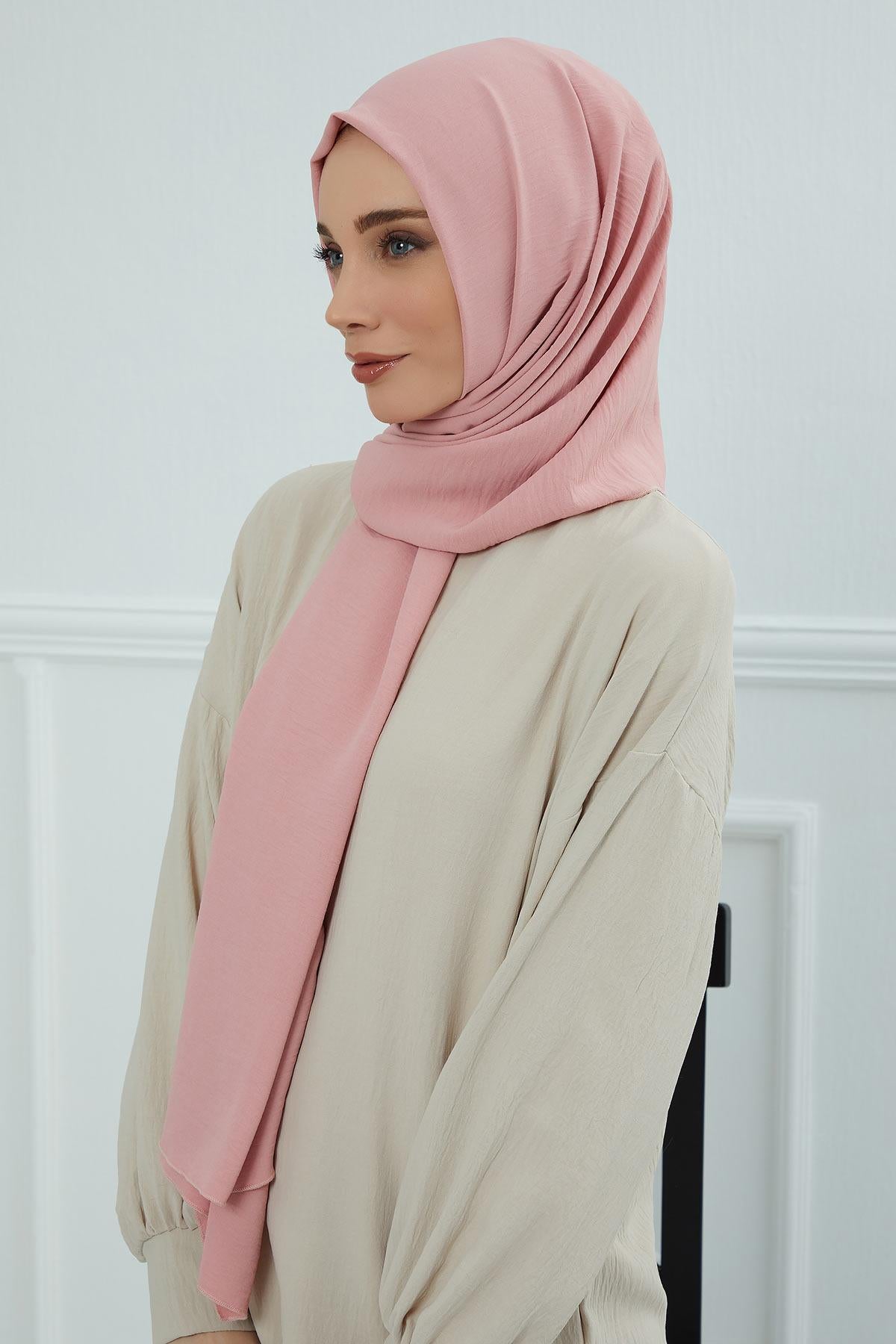 Jersey Aerobin Shawl for Women Modesty, Head Wrap Turban, Cap Headwear Rectangle Aerobin Hijab,CTS-5A Pink