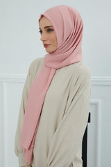 Jersey Aerobin Shawl for Women Modesty, Head Wrap Turban, Cap Headwear Rectangle Aerobin Hijab,CTS-5A Pink