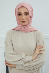 Jersey Aerobin Shawl for Women Modesty, Head Wrap Turban, Cap Headwear Rectangle Aerobin Hijab,CTS-5A Pink