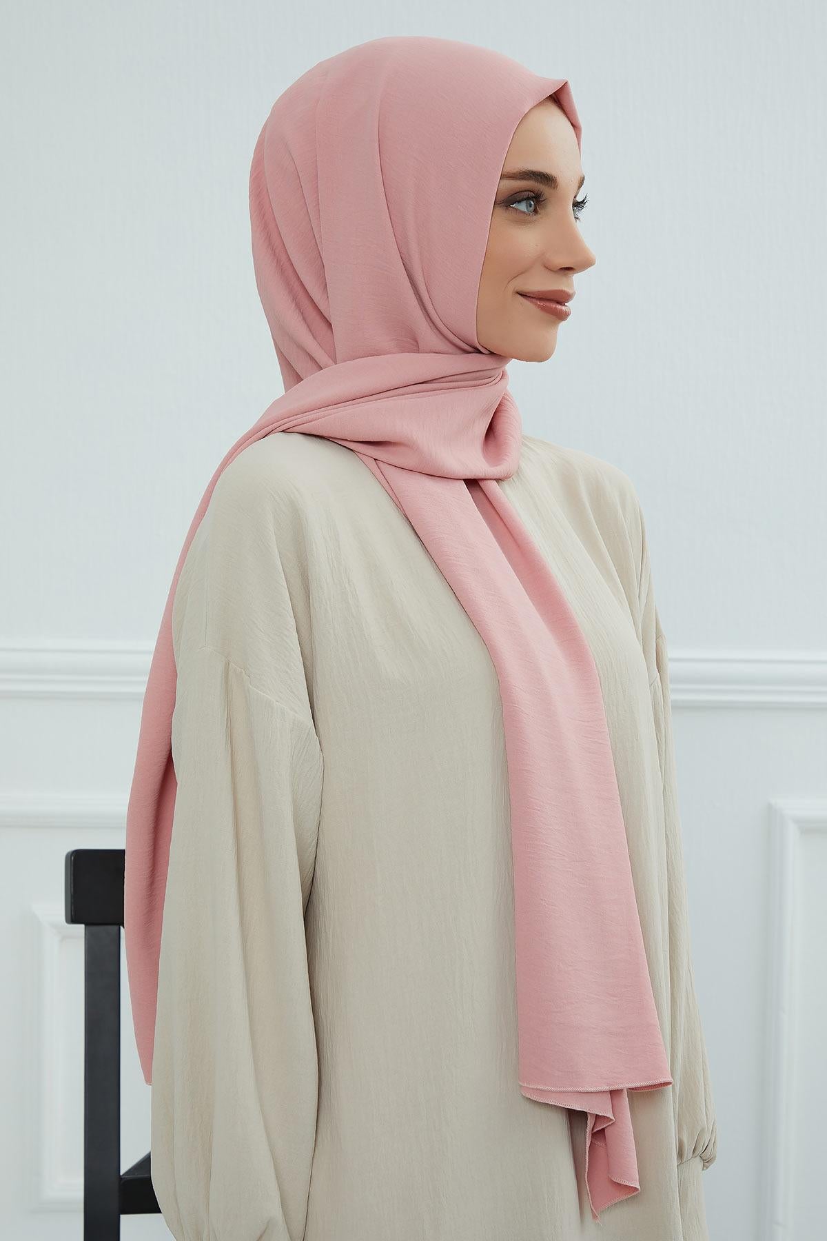 Jersey Aerobin Shawl for Women Modesty, Head Wrap Turban, Cap Headwear Rectangle Aerobin Hijab,CTS-5A Pink
