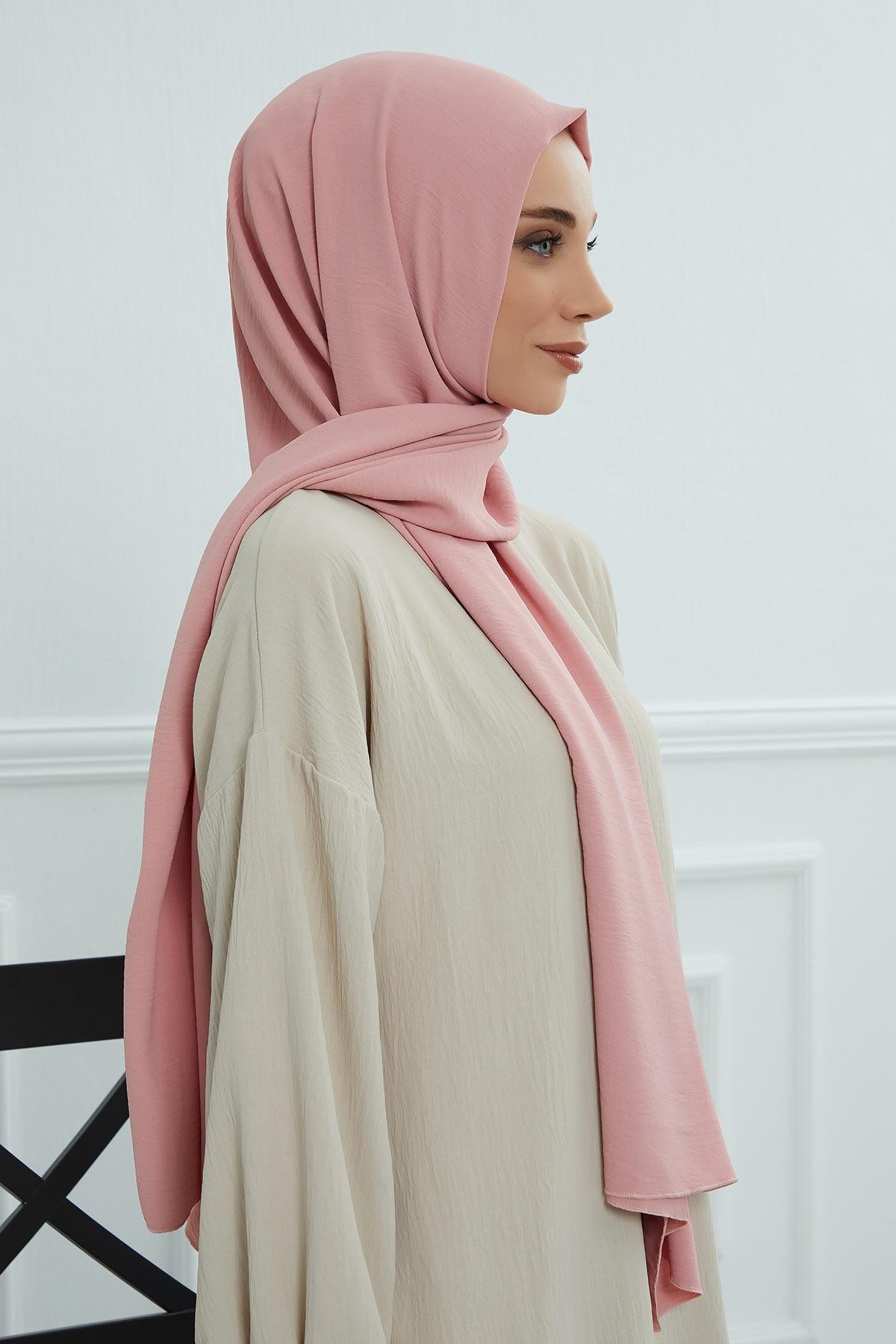 Jersey Aerobin Shawl for Women Modesty, Head Wrap Turban, Cap Headwear Rectangle Aerobin Hijab,CTS-5A Pink