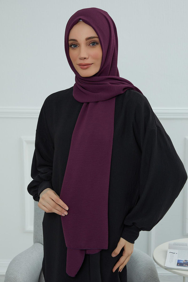 Jersey Aerobin Shawl for Women Modesty, Head Wrap Turban, Cap Headwear Rectangle Aerobin Hijab,CTS-5A Purple