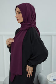 Jersey Aerobin Shawl for Women Modesty, Head Wrap Turban, Cap Headwear Rectangle Aerobin Hijab,CTS-5A Purple