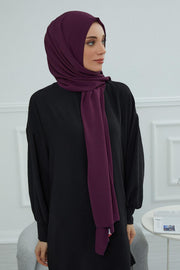 Jersey Aerobin Shawl for Women Modesty, Head Wrap Turban, Cap Headwear Rectangle Aerobin Hijab,CTS-5A Purple