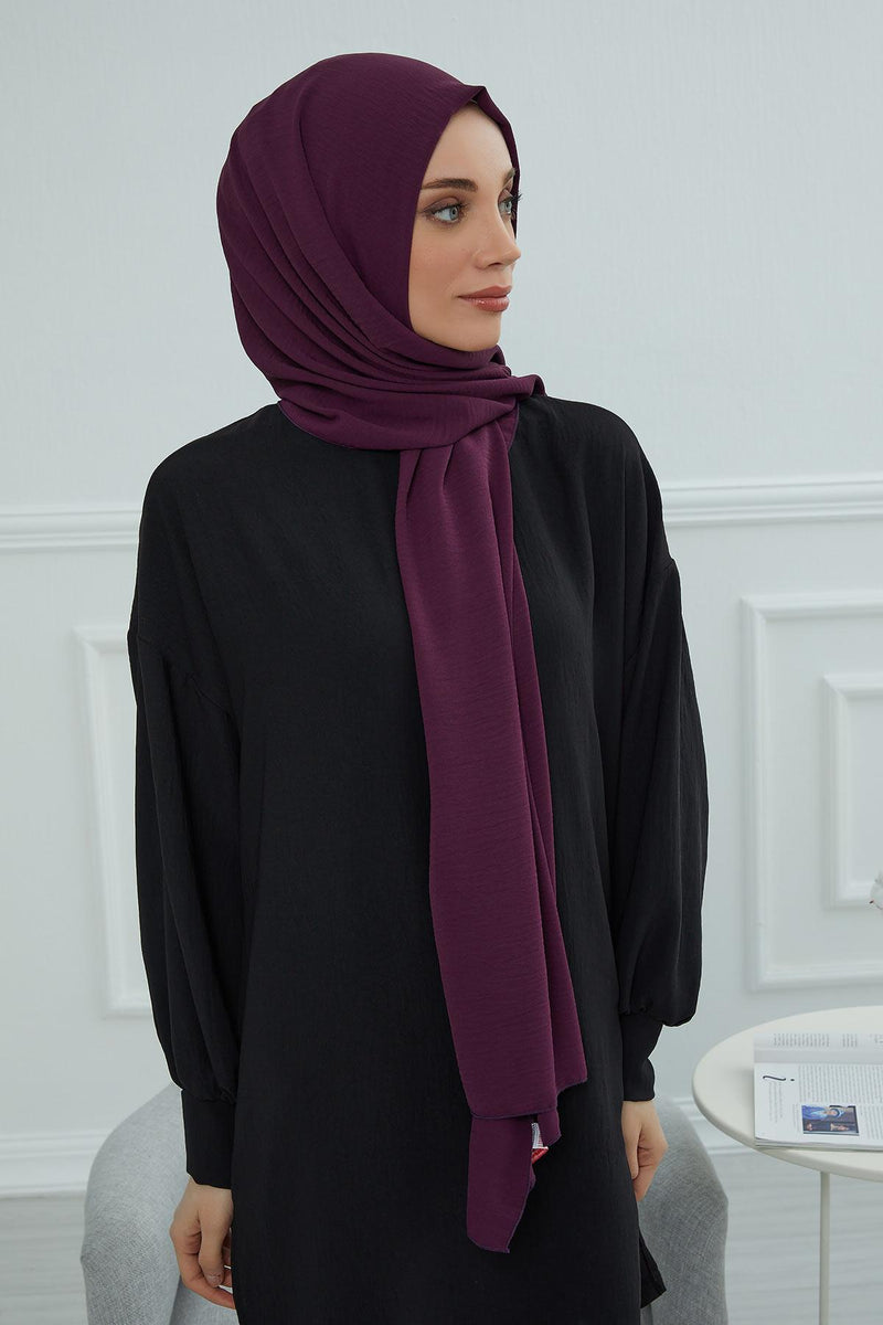 Jersey Aerobin Shawl for Women Modesty, Head Wrap Turban, Cap Headwear Rectangle Aerobin Hijab,CTS-5A Purple