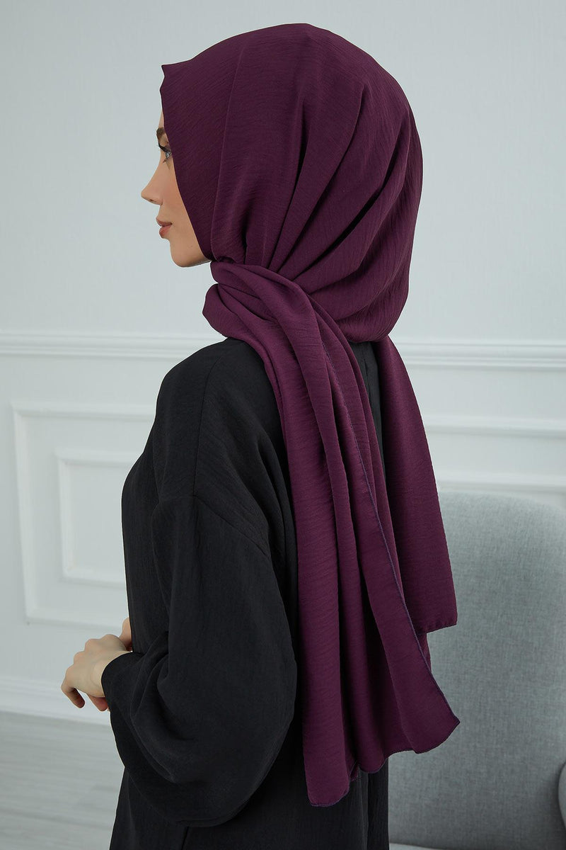 Jersey Aerobin Shawl for Women Modesty, Head Wrap Turban, Cap Headwear Rectangle Aerobin Hijab,CTS-5A Purple