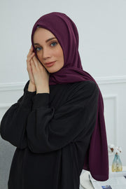 Jersey Aerobin Shawl for Women Modesty, Head Wrap Turban, Cap Headwear Rectangle Aerobin Hijab,CTS-5A Purple