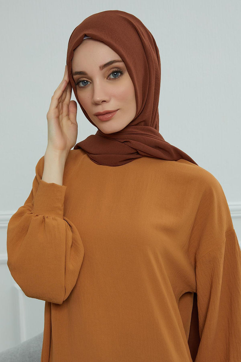 Jersey Aerobin Shawl for Women Modesty, Head Wrap Turban, Cap Headwear Rectangle Aerobin Hijab,CTS-5A Cinnamon