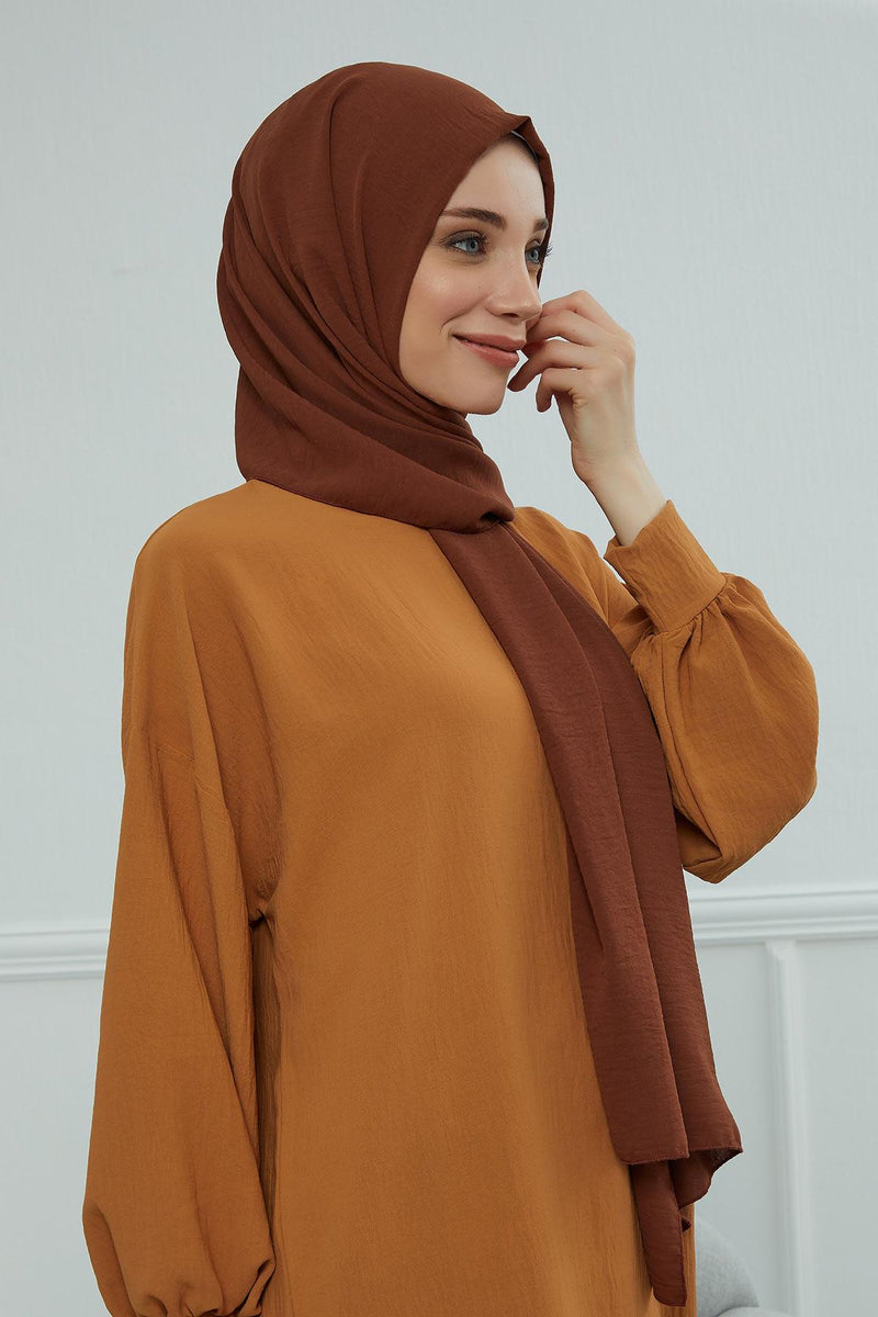 Jersey Aerobin Shawl for Women Modesty, Head Wrap Turban, Cap Headwear Rectangle Aerobin Hijab,CTS-5A Cinnamon