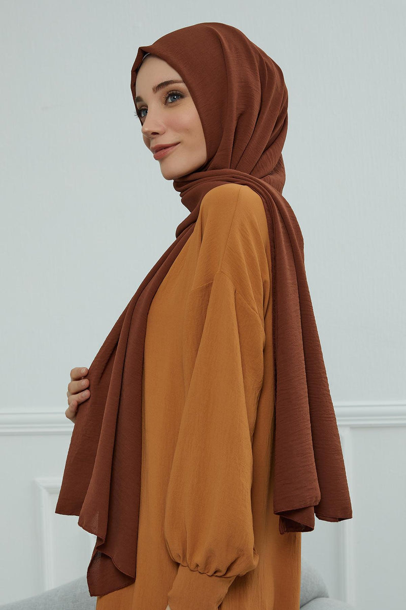 Jersey Aerobin Shawl for Women Modesty, Head Wrap Turban, Cap Headwear Rectangle Aerobin Hijab,CTS-5A Cinnamon