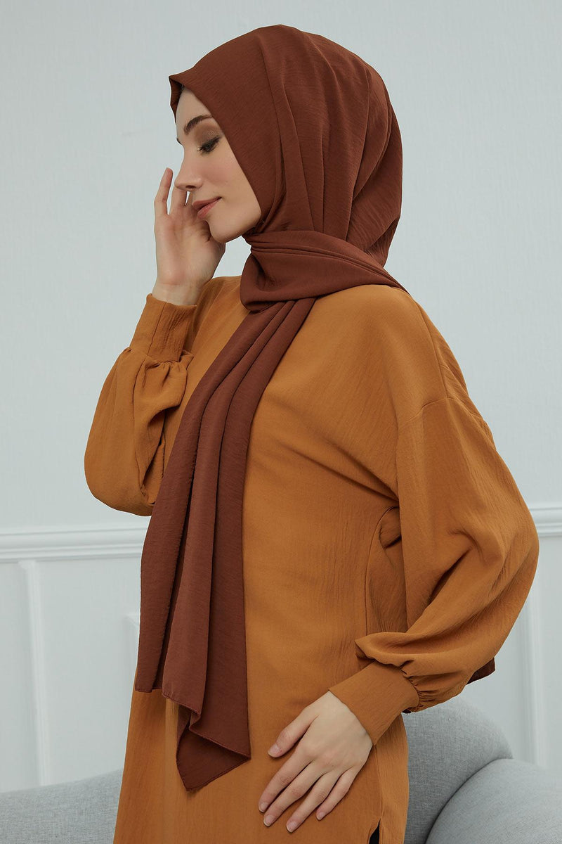 Jersey Aerobin Shawl for Women Modesty, Head Wrap Turban, Cap Headwear Rectangle Aerobin Hijab,CTS-5A Cinnamon