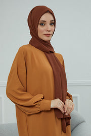 Jersey Aerobin Shawl for Women Modesty, Head Wrap Turban, Cap Headwear Rectangle Aerobin Hijab,CTS-5A Cinnamon