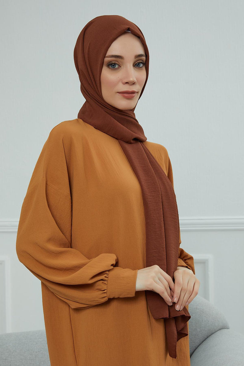 Jersey Aerobin Shawl for Women Modesty, Head Wrap Turban, Cap Headwear Rectangle Aerobin Hijab,CTS-5A Cinnamon