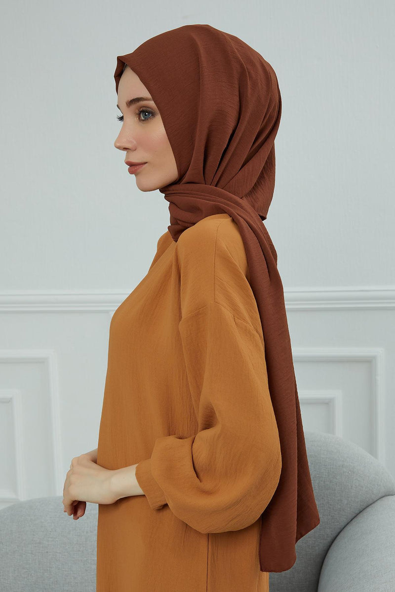 Jersey Aerobin Shawl for Women Modesty, Head Wrap Turban, Cap Headwear Rectangle Aerobin Hijab,CTS-5A Cinnamon