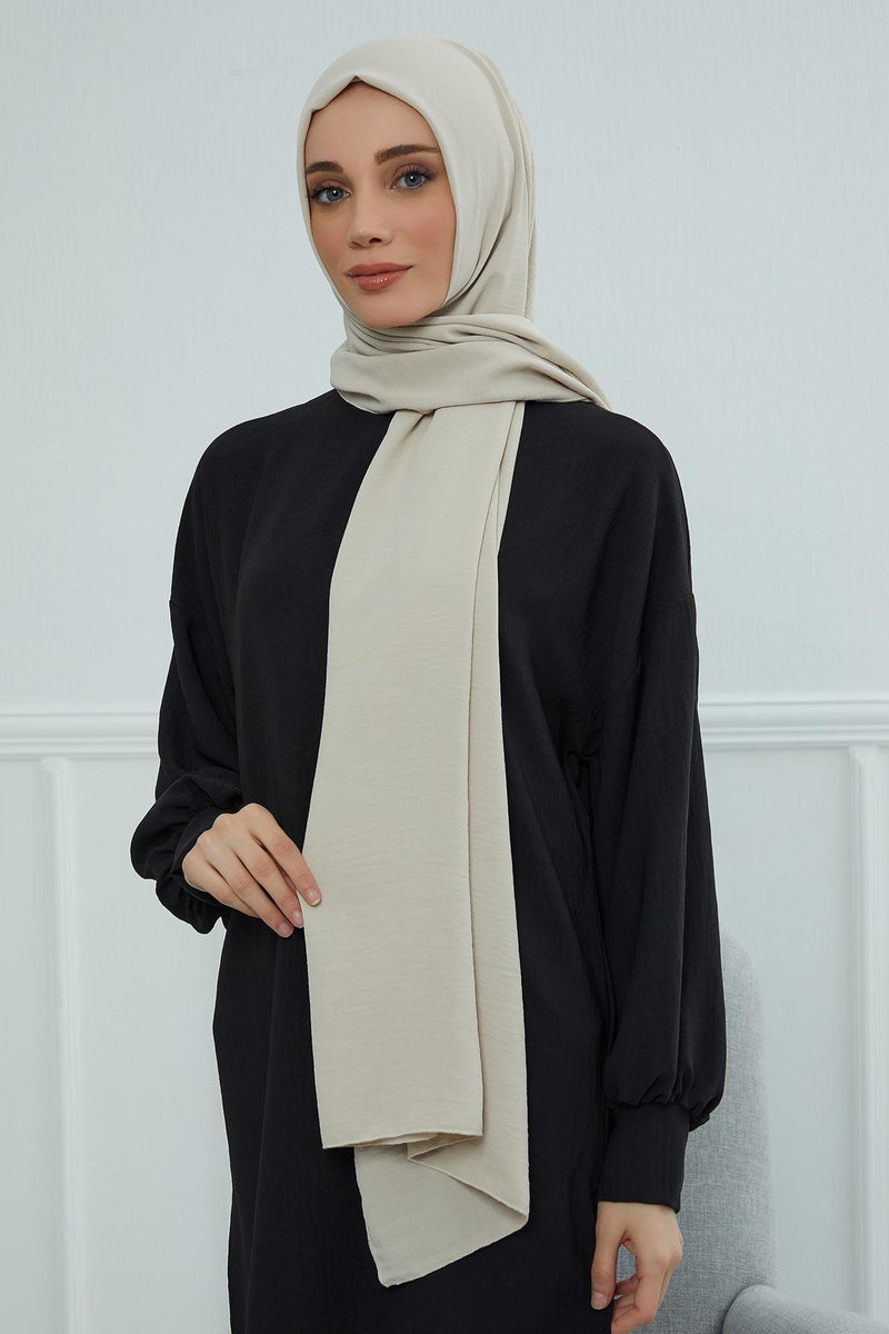 Jersey Aerobin Shawl for Women Modesty, Head Wrap Turban, Cap Headwear Rectangle Aerobin Hijab,CTS-5A Beige