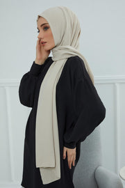 Jersey Aerobin Shawl for Women Modesty, Head Wrap Turban, Cap Headwear Rectangle Aerobin Hijab,CTS-5A Beige