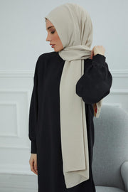 Jersey Aerobin Shawl for Women Modesty, Head Wrap Turban, Cap Headwear Rectangle Aerobin Hijab,CTS-5A Beige