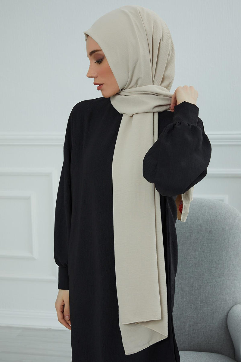 Jersey Aerobin Shawl for Women Modesty, Head Wrap Turban, Cap Headwear Rectangle Aerobin Hijab,CTS-5A Beige
