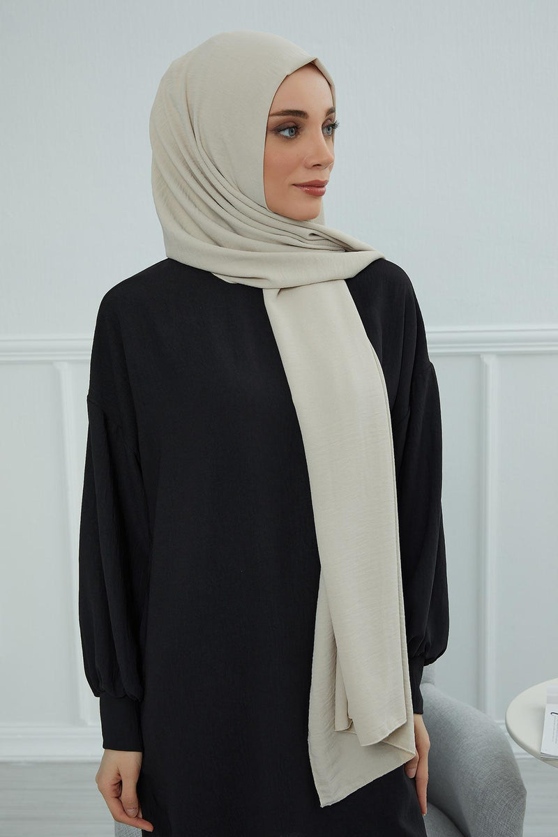 Jersey Aerobin Shawl for Women Modesty, Head Wrap Turban, Cap Headwear Rectangle Aerobin Hijab,CTS-5A Beige