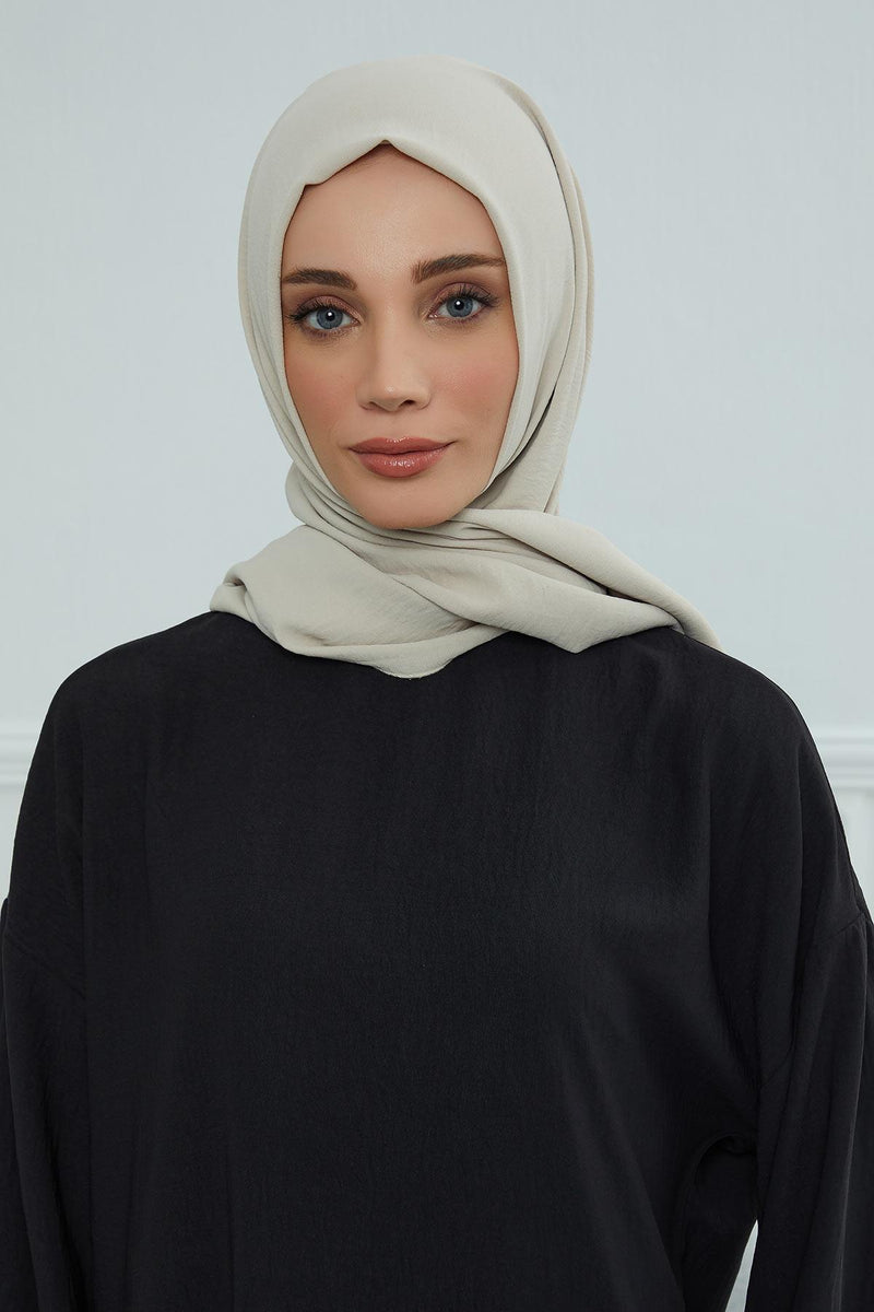 Jersey Aerobin Shawl for Women Modesty, Head Wrap Turban, Cap Headwear Rectangle Aerobin Hijab,CTS-5A Beige