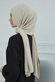 Jersey Aerobin Shawl for Women Modesty, Head Wrap Turban, Cap Headwear Rectangle Aerobin Hijab,CTS-5A Beige