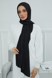 Jersey Aerobin Shawl for Women Modesty, Head Wrap Turban, Cap Headwear Rectangle Aerobin Hijab,CTS-5A Black