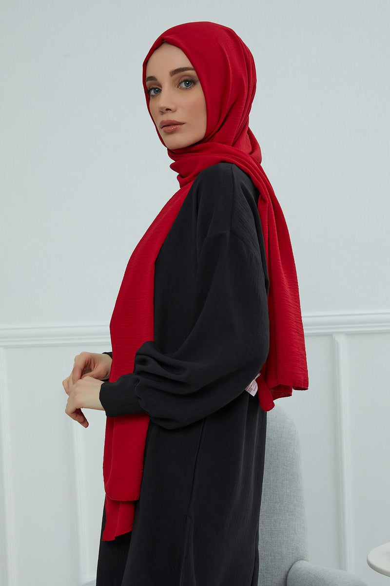 Jersey Aerobin Shawl for Women Modesty, Head Wrap Turban, Cap Headwear Rectangle Aerobin Hijab,CTS-5A Red