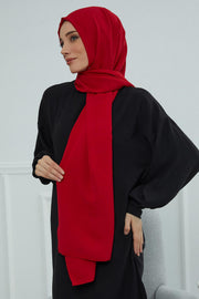 Jersey Aerobin Shawl for Women Modesty, Head Wrap Turban, Cap Headwear Rectangle Aerobin Hijab,CTS-5A Red