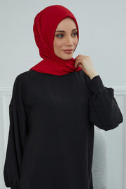 Jersey Aerobin Shawl for Women Modesty, Head Wrap Turban, Cap Headwear Rectangle Aerobin Hijab,CTS-5A Red