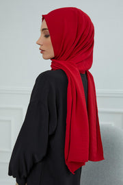 Jersey Aerobin Shawl for Women Modesty, Head Wrap Turban, Cap Headwear Rectangle Aerobin Hijab,CTS-5A Red