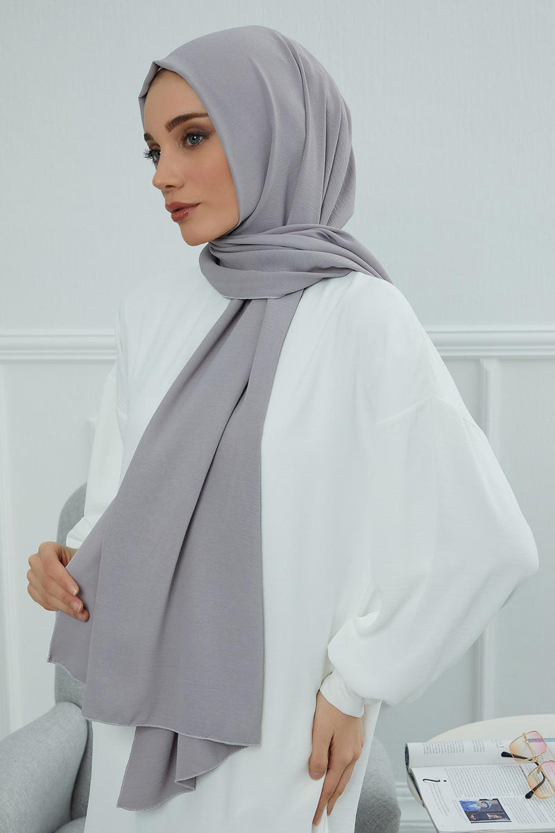 Jersey Aerobin Shawl for Women Modesty, Head Wrap Turban, Cap Headwear Rectangle Aerobin Hijab,CTS-5A Grey