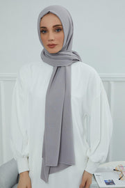Jersey Aerobin Shawl for Women Modesty, Head Wrap Turban, Cap Headwear Rectangle Aerobin Hijab,CTS-5A Grey