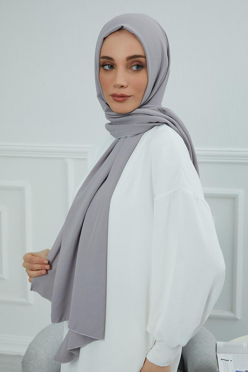 Jersey Aerobin Shawl for Women Modesty, Head Wrap Turban, Cap Headwear Rectangle Aerobin Hijab,CTS-5A Grey