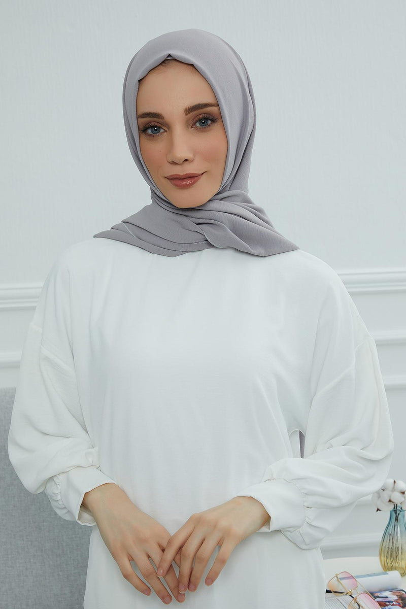 Jersey Aerobin Shawl for Women Modesty, Head Wrap Turban, Cap Headwear Rectangle Aerobin Hijab,CTS-5A Grey