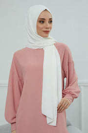 Jersey Aerobin Shawl for Women Modesty, Head Wrap Turban, Cap Headwear Rectangle Aerobin Hijab,CTS-5A White