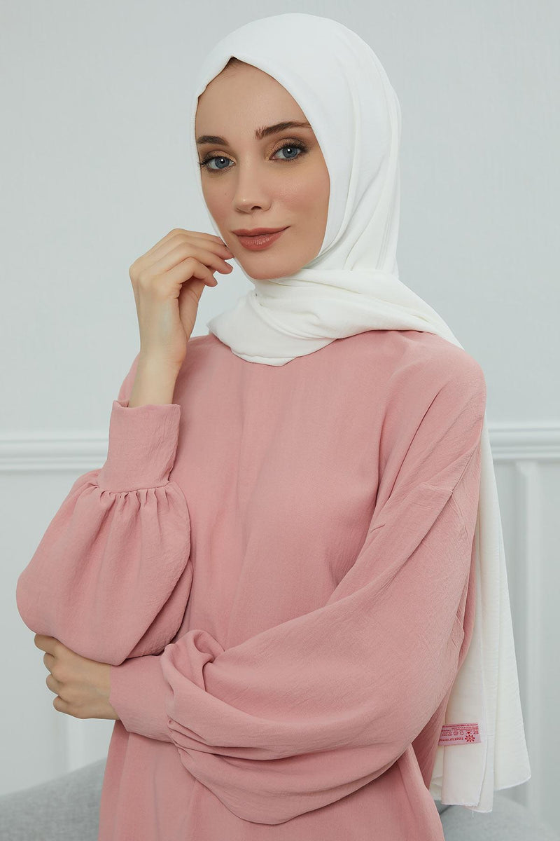 Jersey Aerobin Shawl for Women Modesty, Head Wrap Turban, Cap Headwear Rectangle Aerobin Hijab,CTS-5A White