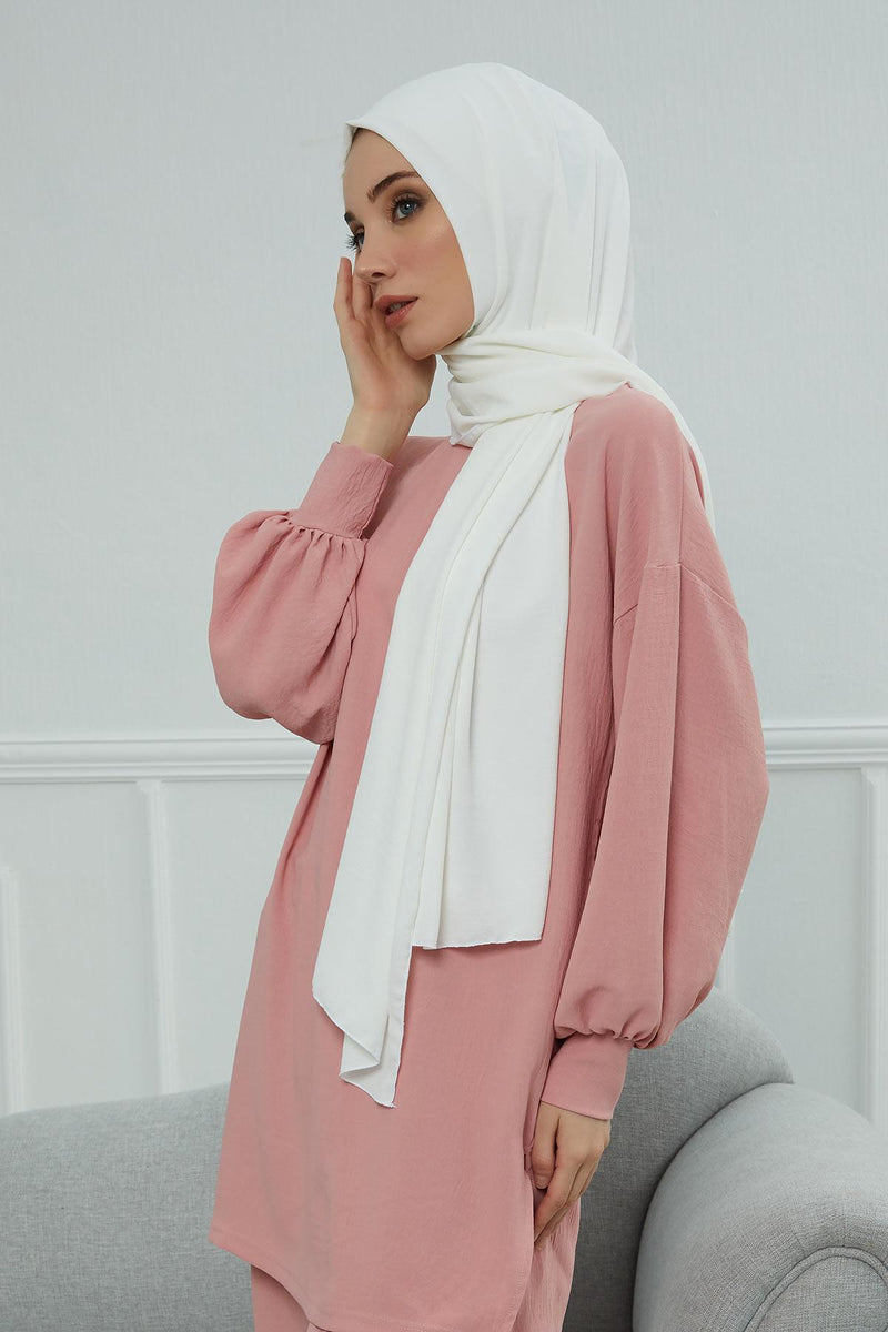 Jersey Aerobin Shawl for Women Modesty, Head Wrap Turban, Cap Headwear Rectangle Aerobin Hijab,CTS-5A White