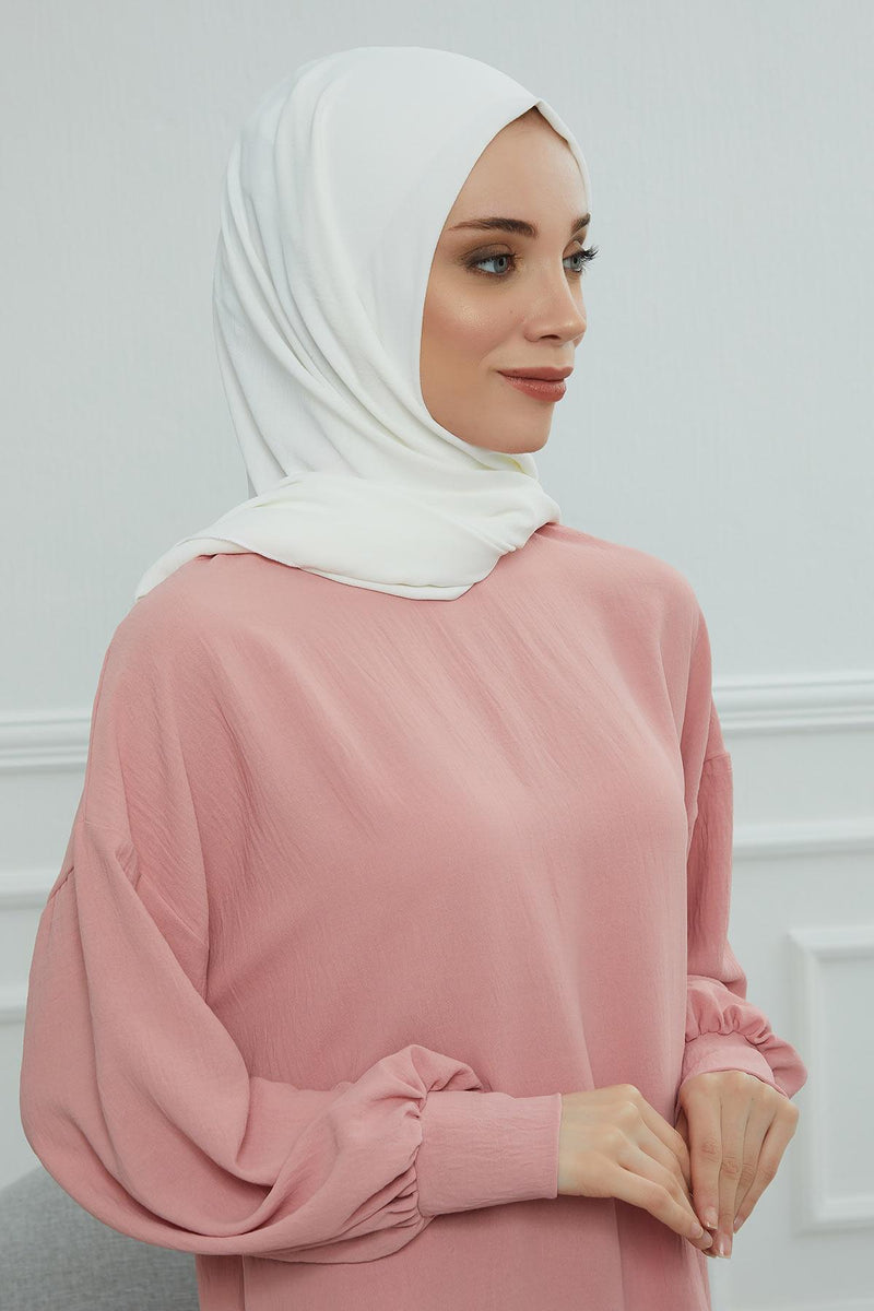 Jersey Aerobin Shawl for Women Modesty, Head Wrap Turban, Cap Headwear Rectangle Aerobin Hijab,CTS-5A White