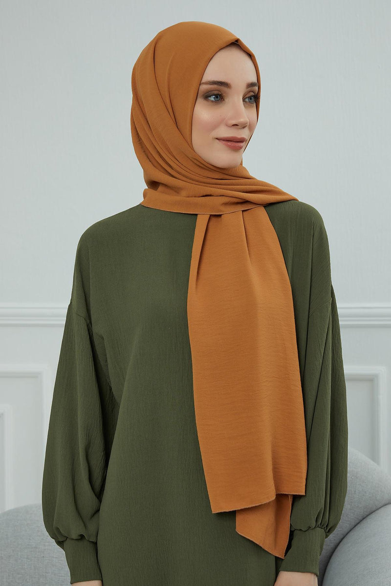 Jersey Aerobin Shawl for Women Modesty, Head Wrap Turban, Cap Headwear Rectangle Aerobin Hijab,CTS-5A Tawny Brown