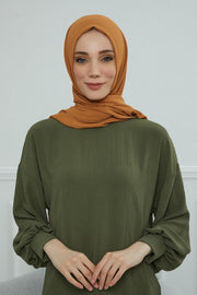 Jersey Aerobin Shawl for Women Modesty, Head Wrap Turban, Cap Headwear Rectangle Aerobin Hijab,CTS-5A Tawny Brown