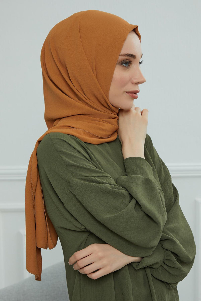 Jersey Aerobin Shawl for Women Modesty, Head Wrap Turban, Cap Headwear Rectangle Aerobin Hijab,CTS-5A Tawny Brown