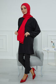 Jersey Cotton Shawl for Women Modesty, Head Wrap Turban, Cap Headwear Rectangle Combed Cotton Hijab,CTS-5 Red