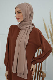 Jersey Cotton Shawl for Women Modesty, Head Wrap Turban, Cap Headwear Rectangle Combed Cotton Hijab,CTS-5 Mink