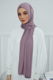 Jersey Cotton Shawl for Women Modesty, Head Wrap Turban, Cap Headwear Rectangle Combed Cotton Hijab,CTS-5 Lilac