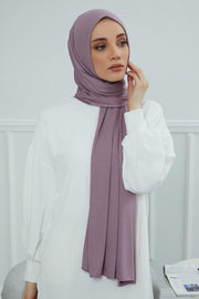 Jersey Cotton Shawl for Women Modesty, Head Wrap Turban, Cap Headwear Rectangle Combed Cotton Hijab,CTS-5 Lilac
