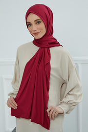 Jersey Cotton Shawl for Women Modesty, Head Wrap Turban, Cap Headwear Rectangle Combed Cotton Hijab,CTS-5 Maroon