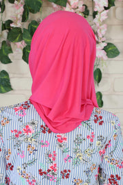 Jersey Shawl for Women 95% Cotton Bonnet Modesty Turban Cap Wrap Instant Scarf,BT-1 Fuchsia