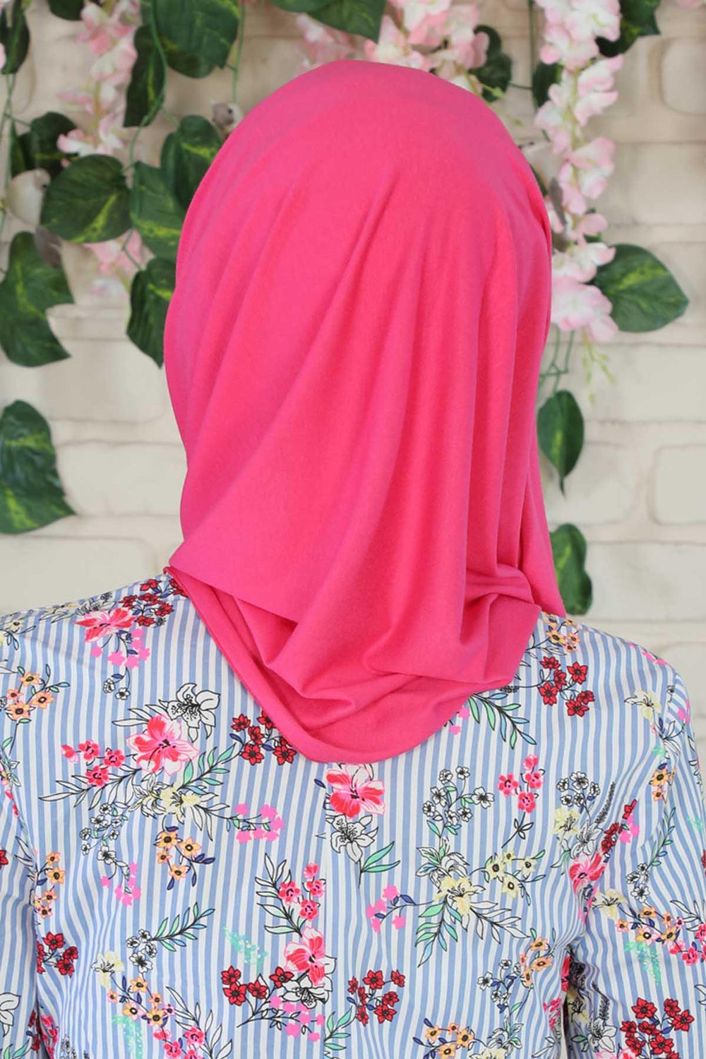 Premium Jersey Shawl Hijab for Women, Easy to Wear Cotton Headscarf, Lightweight and Breathable Instant Jersey Shawl, Mother's Day Gift,BT-1 Fuchsia
