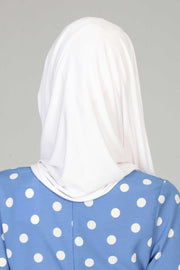 Jersey Shawl for Women 95% Cotton Bonnet Modesty Turban Cap Wrap Instant Scarf,BT-1 White