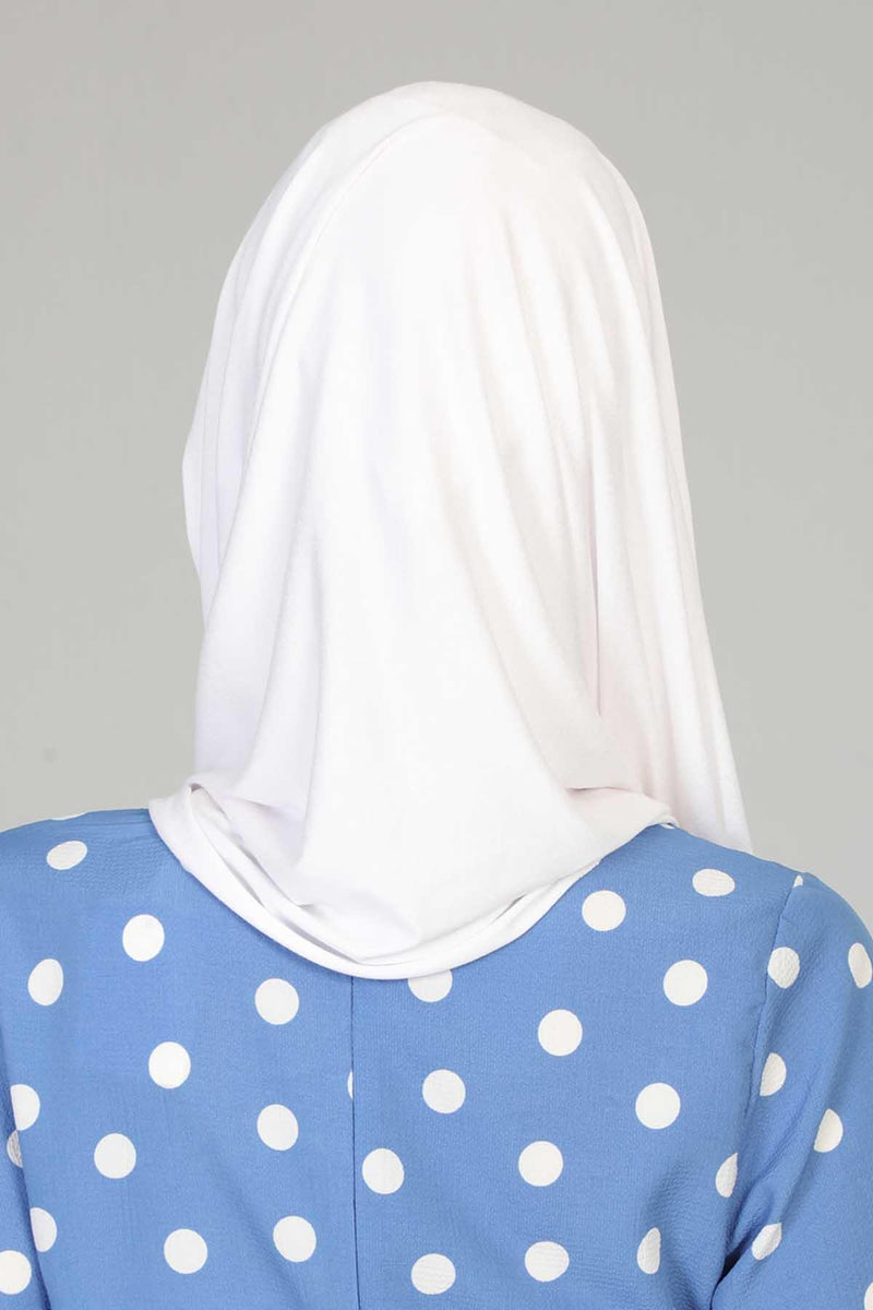 Jersey Shawl for Women 95% Cotton Bonnet Modesty Turban Cap Wrap Instant Scarf,BT-1 White